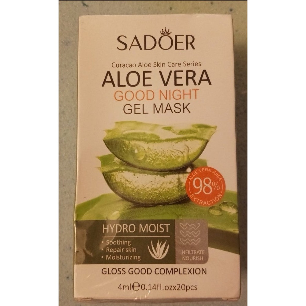 NEW Sadoer Hydro Moist Aloe Vera Good‎ Night Soothing & Repairing Gel Mask, 20ct